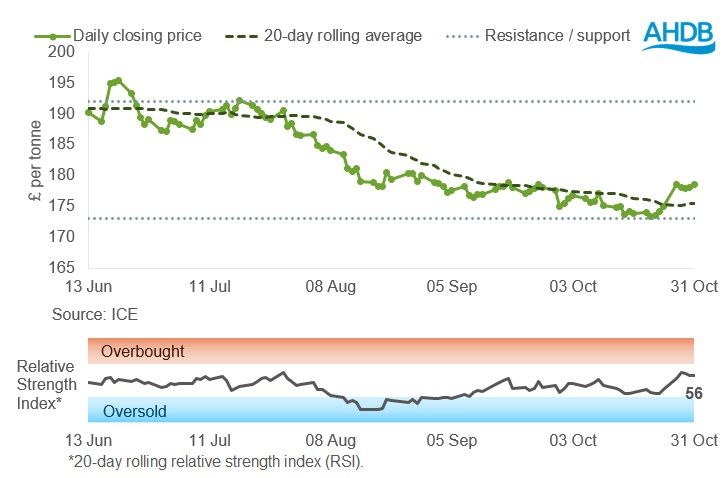 UK feed wheat Graph 03 11 2025
